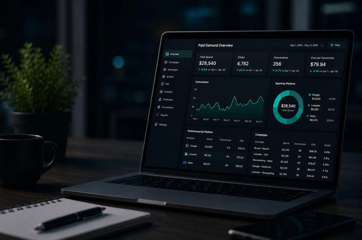 SEO analytics and performance measurement dashboard